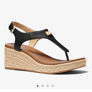 Michael Kors Laney Saffiano Leather Espadrille Wedge Sandal 8M